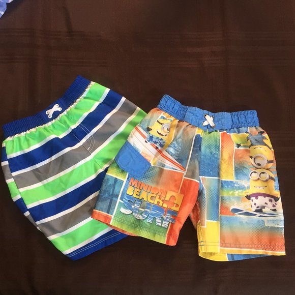 "Despicable Me" & OP Blue & Green Striped Swimsuits, Boys 3T - Picture 1 of 5